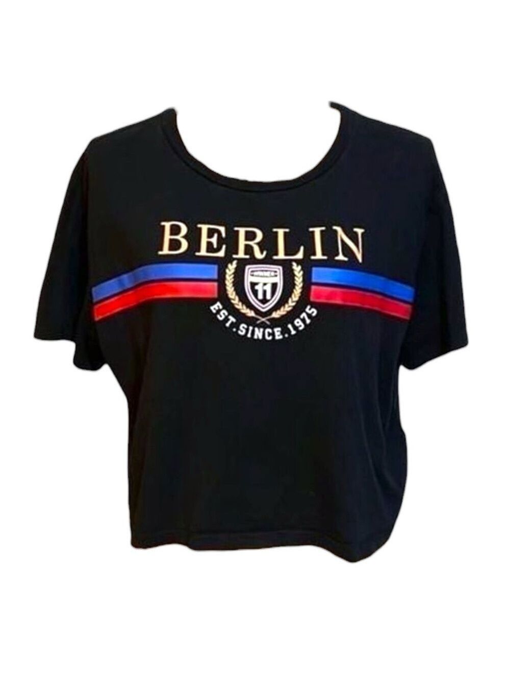 Divided H&M Berlin Crop Top T-Shirt Size Large Black